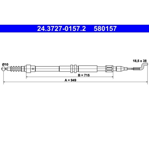 Ate 24.3727-0157.2 Seilzug Feststellbremse Hinterachse Hinten für Vag