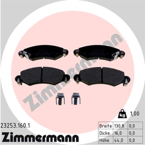 ZIMMERMANN BREMSSCHEIBEN 247mm + BELÄGE VORNE passend für OPEL AGILA A + WAGON R