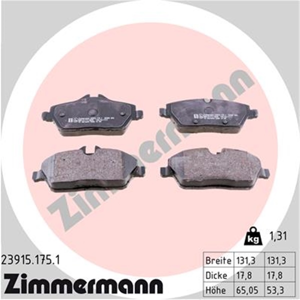 Zimmermann Bremsen  Bremsscheiben  Bremsbeläge für MINI F56 One/D Cooper/D vorne