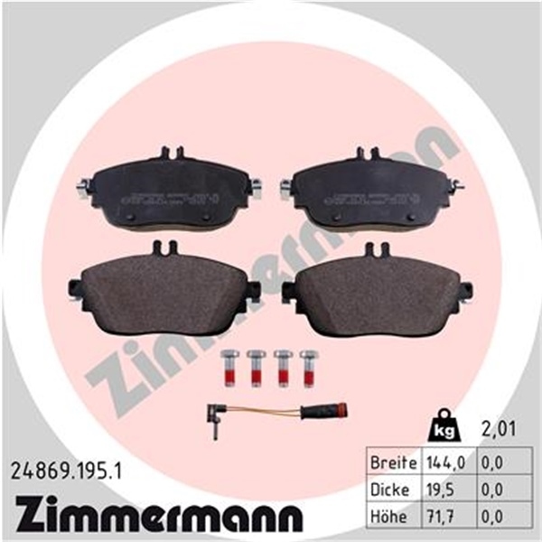 ZIMMERMANN Bremsen Kit Bremsscheiben + Bremsbeläge Mercedes W176 W246 C117 vorne