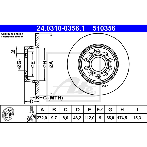 ATE Powerdisc scheiben Ceramic beläge vorne hinten für SKODA Octavia Combi Rs