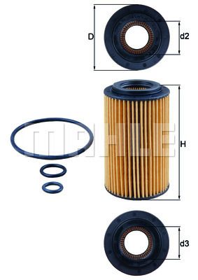 MAHLE/KNECHT Ölfiltereinsatz OX 153/7D2 für  Chrysler OE-Nummern 00K68091827AA