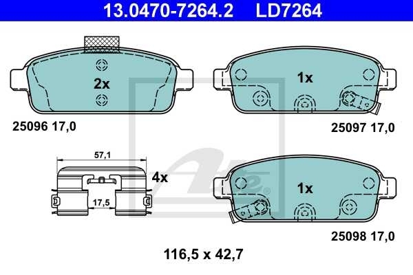 ATE Bremsscheiben 268Mm + Ceramic Beläge hinten Für Opel Astra J Chevrolet Cruze
