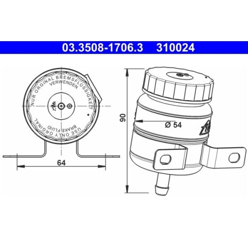 Ate 03.3508-1706.3 Ausgleichsbehälter Bremsflüssigkeit für Mercedes Benz