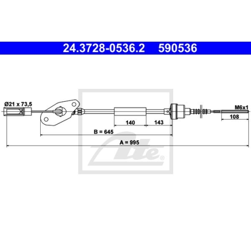 Ate 24.3728-0536.2 Seilzug Kupplungsbetätigung für Fiat Ford
