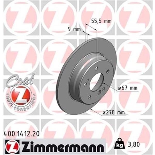 ZIMMERMANN BREMSEN BREMSSCHEIBEN KIT VORNE HINTEN MERCEDES S203 KOMBI C 220 CDI
