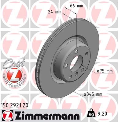 ZIMMERMANN Bremsscheibe Vollguss Coat Z 150.2921.20