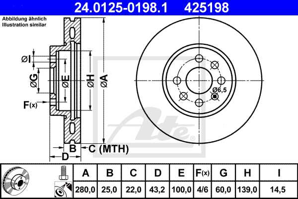 ATE Bremsscheiben 280Mm + Ceramic Beläge vorne Für Opel Astra H