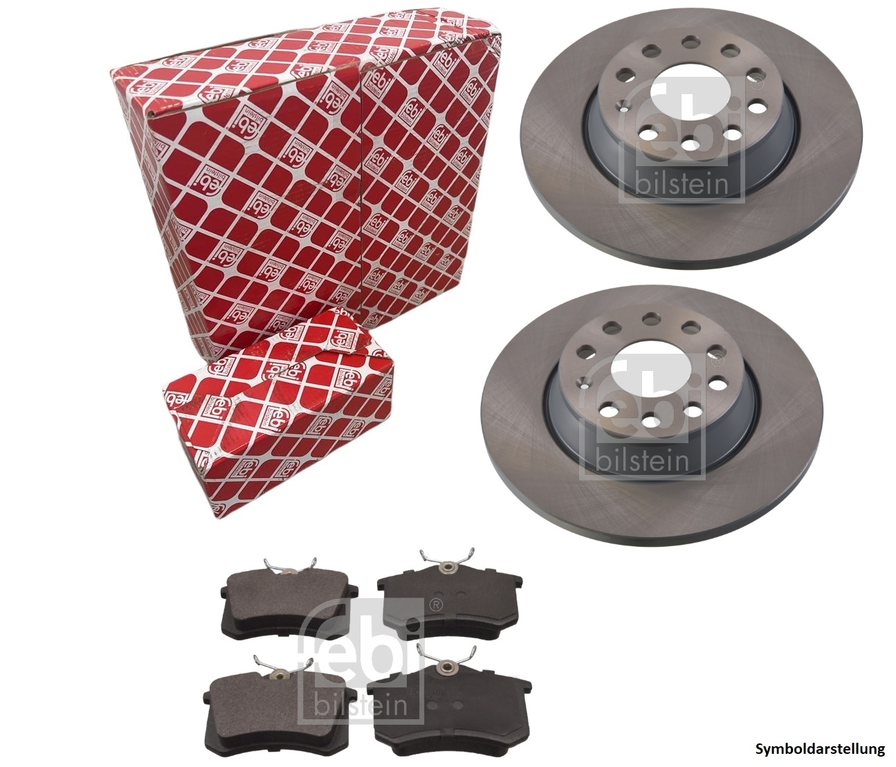 FEBI BREMSSCHEIBEN + BELÄGE HINTEN für 1.2 1.4 1.6 1.9 TDI VW GOLF 5+6 A3