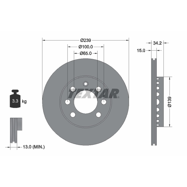 Textar Bremsscheiben 239mm Beläge vorne für AUDI A2 Nur 1,2 Tdi
