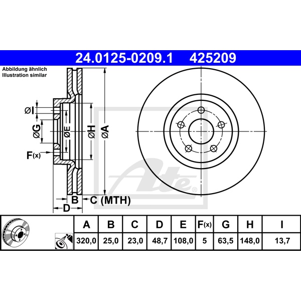 ATE Bremsscheiben Beläge Für Ford Focus 3 Mk3 2.0 St Kuga Ii Mk2 vorne