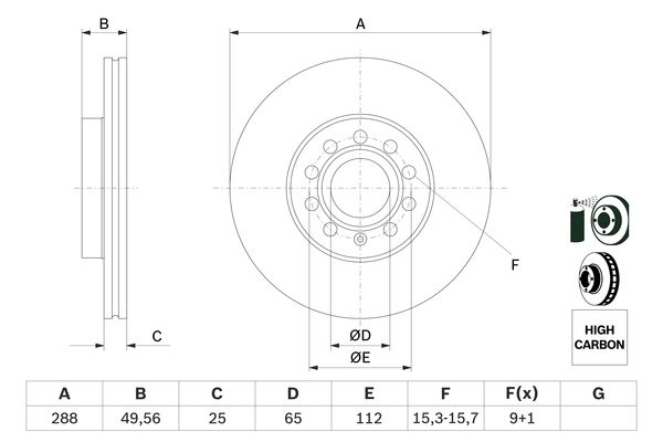 Bosch Bremsscheiben Ø288mm + Beläge vorne VW Touran 1T Golf 5 + 6 Audi A3