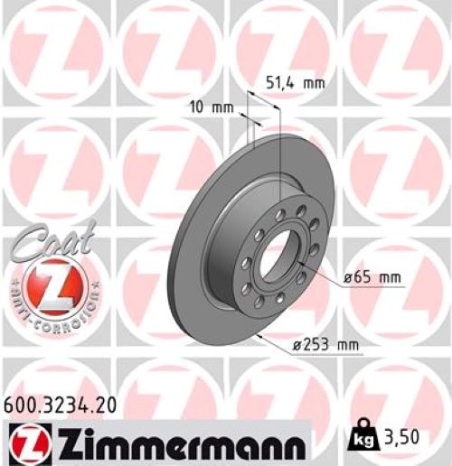 Zimmermann Bremsen Beläge Bremsscheiben Kit Hinten für Audi A3 8p1 Pr 1kq 1kd