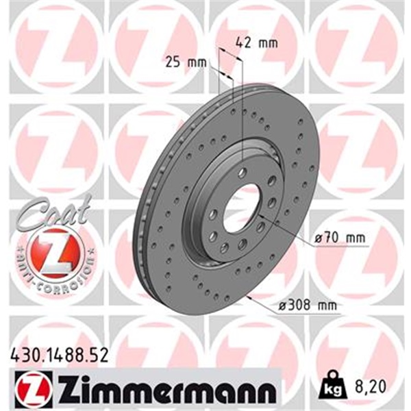 Zimmermann Sport Bremsscheiben Beläge Für Opel Astra G Zafira A 2.0 Opc vorne