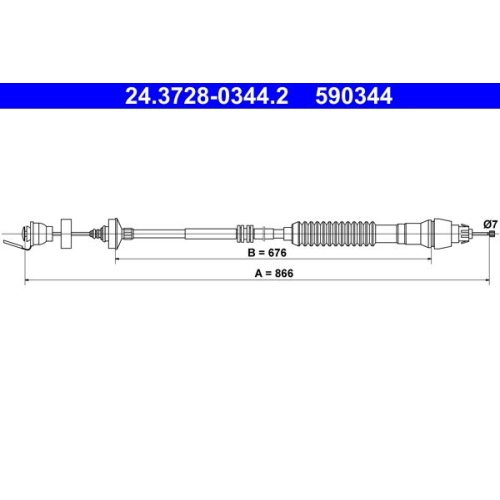 Ate 24.3728-0344.2 Seilzug Kupplungsbetätigung für Citroën Peugeot