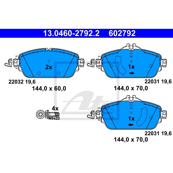 ATE BREMSSCHEIBEN BELÄGE WK VORNE MERCEDES C-KLASSE W205 S205 E-KLASSE W213 S213