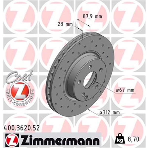 Zimmermann Sport-Bremsscheiben Beläge Wk vorne für MERCEDES Cls C219
