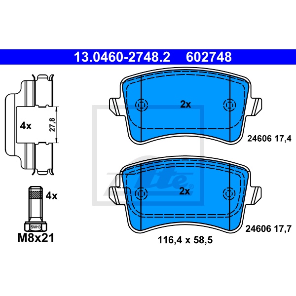 ATE Bremsenset vorne + hinten Bremsscheiben + Bremsbeläge für AUDI A4 Avant