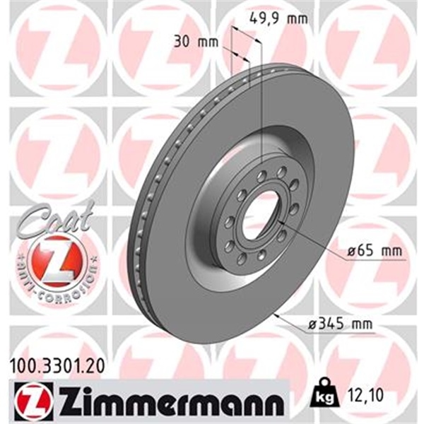 ZIMMERMANN BREMSSCHEIBEN BREMSBELÄGE BREMSEN VORNE VW GOLF 5 1K1 3.2 R32 4motion