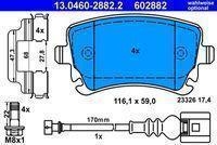 Ate 13.0460-2882.2 Bremsbelagsatz Scheibenbremse Hinterachse für Vag