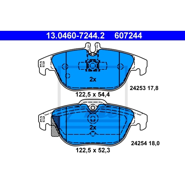 Original ATE Bremsen Set 2 Bremsscheiben 4 Bremsbeläge hinten für MERCEDES W204