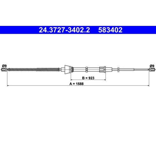 Ate 24.3727-3402.2 Seilzug Feststellbremse Hinten für Skoda Vag