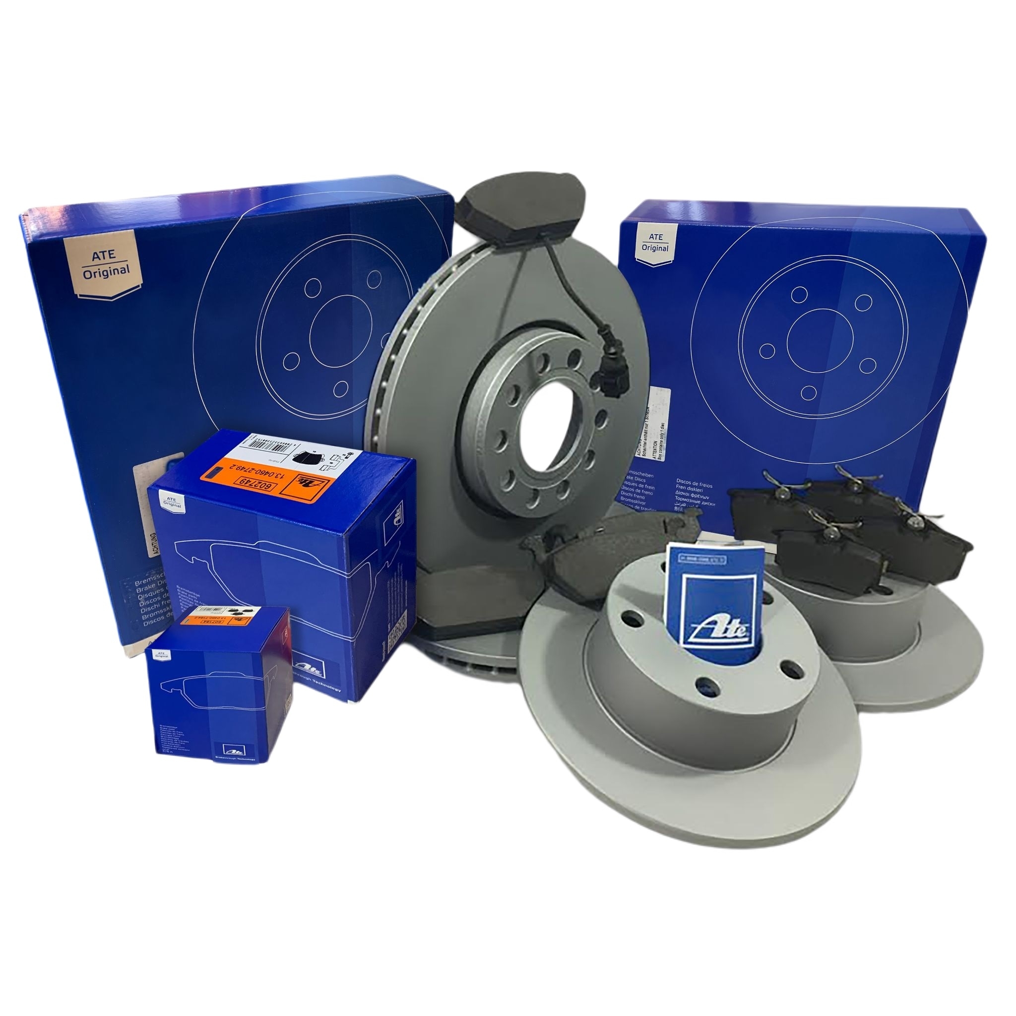 ATE BREMSSCHEIBEN BREMSE BREMSEN BELÄGE KIT VORNE HINTEN VW TOURAN 1T1 1T2
