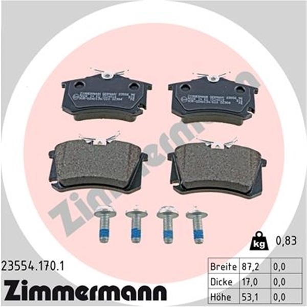 Zimmermann Bremsscheiben Beläge  für SEAT - für SKODA - für VW - für AUDI hinten