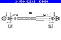 Ate 24.5204-0233.3 Bremsschlauch Hinterachse für Seat Skoda Vag