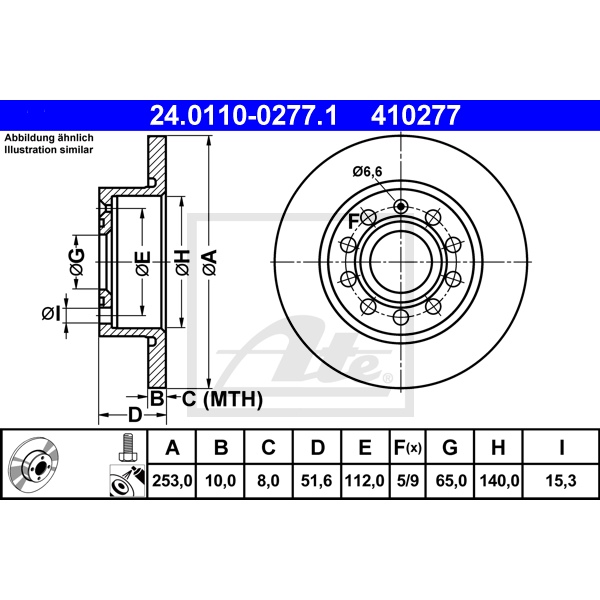 ATE Bremsenset vorne + hinten Bremsscheiben + Bremsbeläge für VW Golf Vi