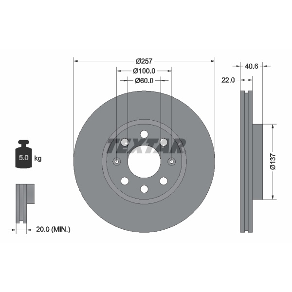 Textar Bremsscheiben 257mm + Beläge vorne für FIAT Punto + Grande Punto 199