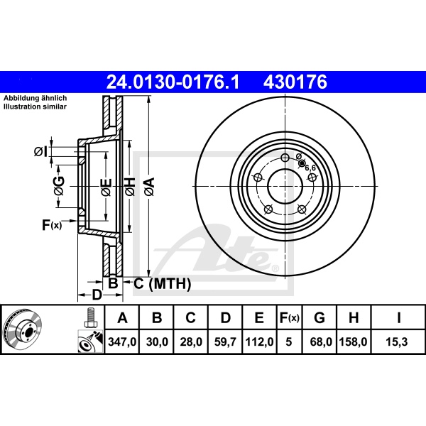 ATE Bremsscheiben 347Mm +Ceramic Beläge vorne Für Audi A6 4F C6 Auch Allroad