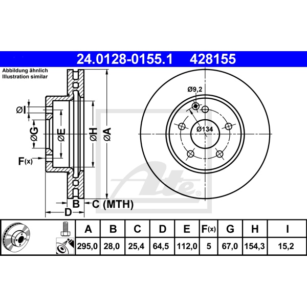 ATE Bremsscheiben 295mm Beläge vorne für MERCEDES E-Klasse W212 S212 C207 A207